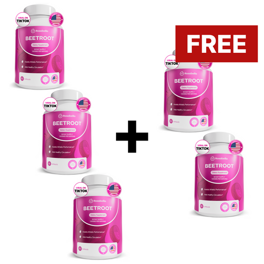 Rosabella Organic Beetroot Capsules (1300mg) for Blood Flow & Heart Health Bogo