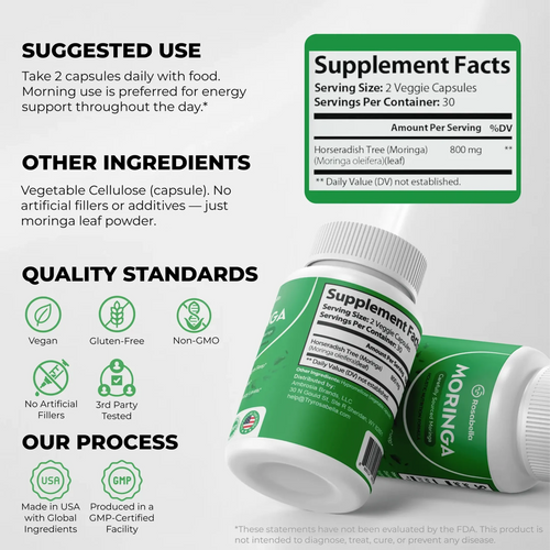 Rosabella Moringa Powder Capsules Principal