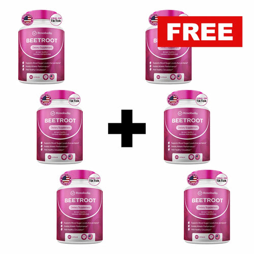 Rosabella Organic Beetroot Capsules (1300mg) for Blood Flow & Heart Health Bogo